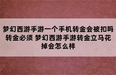 梦幻西游手游一个手机转金会被扣吗转金必须 梦幻西游手游转金立马花掉会怎么样